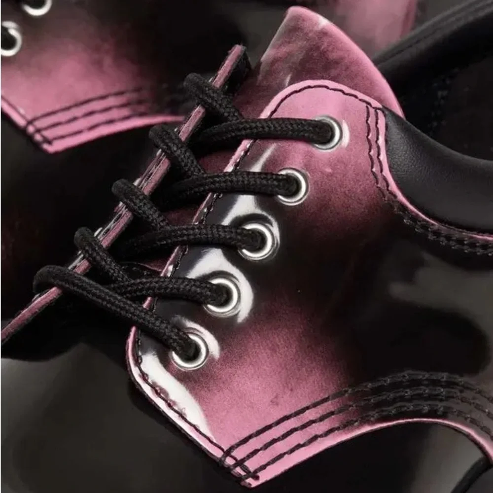New Dr Martens 8053 Distressed Leather Platform Shoes pink black ombré leather 9